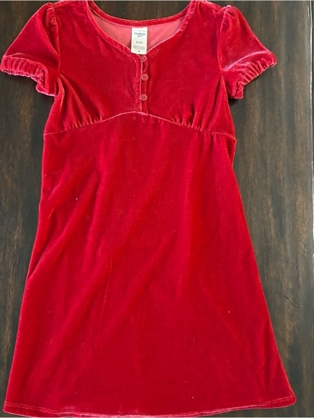 Classic Simple Girls Red Velvet Short Sleeve Dress